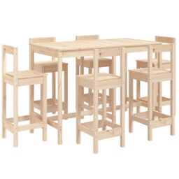 Berkfield Home 7 Piece Garden Bar Set Solid Wood Pine in Brown - thumbnail 2