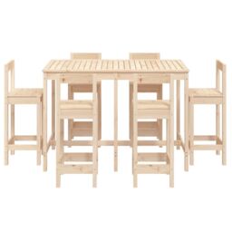 Berkfield Home 7 Piece Garden Bar Set Solid Wood Pine in Brown - thumbnail 4
