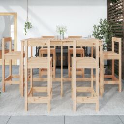 Berkfield Home 7 Piece Garden Bar Set Solid Wood Pine in Brown - thumbnail 3