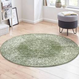THE RUGS Designer Velours Rug Méridional Oriental Look Synthetic Rug Runner in Green - Size: 235 cm x 320 cm - thumbnail 1