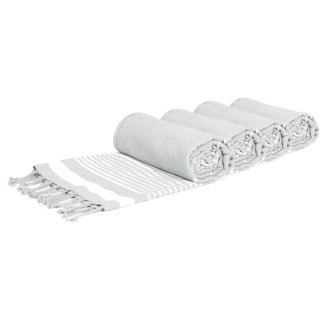 Nicola Spring 100% Cotton Bath Towel Turkish Style Hamman Blanket Bath Sheet - 160 x 90cm (x4) in Light Grey
