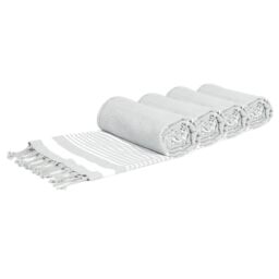 Nicola Spring 100% Cotton Bath Towel Turkish Style Hamman Blanket Bath Sheet - 160 x 90cm (x4) in Light Grey - thumbnail 1