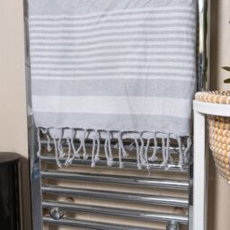 Nicola Spring 100% Cotton Bath Towel Turkish Style Hamman Blanket Bath Sheet - 160 x 90cm (x4) in Light Grey - thumbnail 6
