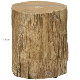 Havendro Tree Stump Side Table Round Concrete End Table in Brown - thumbnail 2