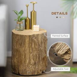 Havendro Tree Stump Side Table Round Concrete End Table in Brown - thumbnail 5