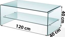 Thats Furniture Luna Clear Glass Coffee Table with Shelf - thumbnail 2