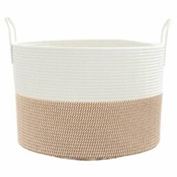 Berkfield Home Storage Basket Brown & White √ò51x33 cm Cotton - Size: 51x33 cm - thumbnail 4