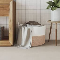 Berkfield Home Storage Basket Brown & White √ò51x33 cm Cotton - Size: 51x33 cm