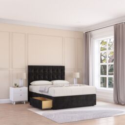 "Sloomy Alabama Divan Bed Base No Drawers & 26"" Struts Headboard in Black - Size: King" - thumbnail 1