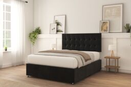 "Sloomy Alabama Divan Bed Base No Drawers & 26"" Struts Headboard in Black - Size: King" - thumbnail 4