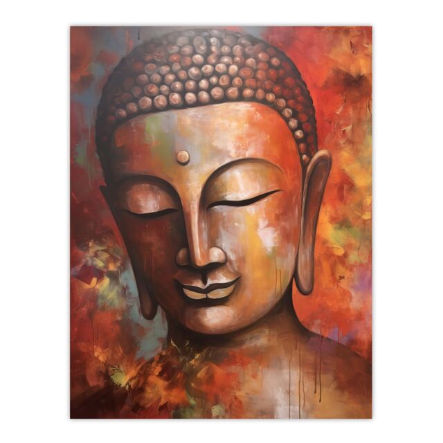 Artery8 The Autumn Buddha Meditate Buddhist Statue Acrylic Painting Relaxation Spa Treatment Room Art Extra Large XL Wall Art Poster Print - image 1