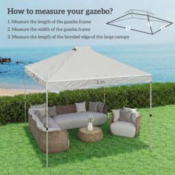 OUTSUNNY Gazebo Roof Replacement UV50+ Waterproof for 3 x 3 m Frame in White - Size: 3000mm x 3000mm - thumbnail 3