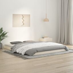 Berkfield Home Bed Frame without Mattress White 150x200 cm King Size Solid Wood Pine - thumbnail 1