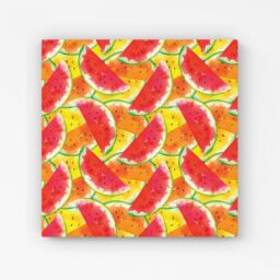 "Warren Reed - Designer Melon Print Canvas in Red - Size: W16"" x H16""" - thumbnail 1