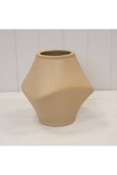 KDMD Short Tan Sculptural Ribbed Vase - thumbnail 1