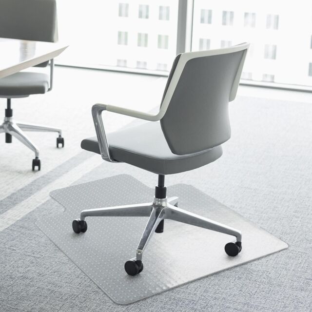 HOMCOM Office Carpet Protector Chair Mat Clear Spike Non Slip Studs Frosted in White - Size: 90 cm x 120 cm - image 1