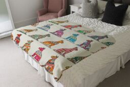 Benjamin Tate Design Egyptian Cats Blanket in Natural - Size: 120 cm x 150 cm - thumbnail 3