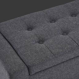 Home Republic Keswick Linen Storage Seat Storage Ottomans in Charcoal - Size: 2 Seater - thumbnail 3