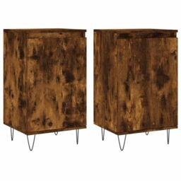 Berkfield Home Sideboards 2 pcs Smoked Oak 40x35x70 cm Engineered Wood in Brown - Size: 40 x 35 x 70 cm - thumbnail 2