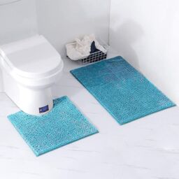 Allure Bath Fashions Supersoft Chenille Bobble Two Piece Bath & Pedestal Mat Set in Turquoise - thumbnail 2