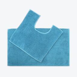 Allure Bath Fashions Supersoft Chenille Bobble Two Piece Bath & Pedestal Mat Set in Turquoise