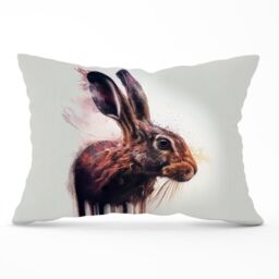 Warren Reed - Designer Hare Face Splashart Cushions in Brown - Size: 60 cm x 60 cm - thumbnail 1