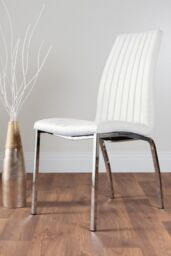 FurnitureboxUK Adley Grey Concrete Effect Round Dining Table & 4 Isco Faux Leather Chairs in White - thumbnail 4