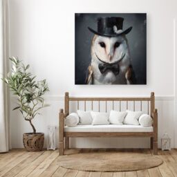 "Warren Reed - Designer Owl In A Top Hat Canvas - Size: W30"" x H30""" - thumbnail 1