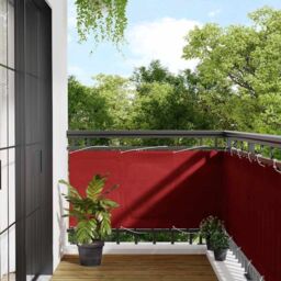 Berkfield Home Balcony Screen Red 75x800 cm 100% Polyester Oxford - thumbnail 1