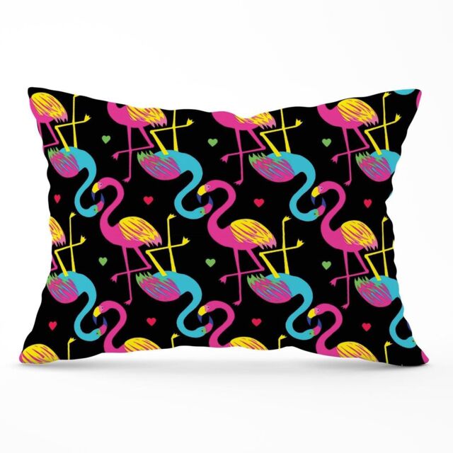 Warren Reed - Designer Vivid Flamingo Pattern Cushions in Black - Size: 45 cm x 45 cm - image 1