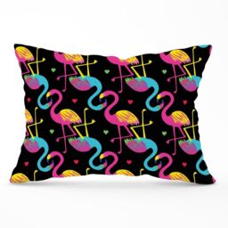 Warren Reed - Designer Vivid Flamingo Pattern Cushions in Black - Size: 45 cm x 45 cm - thumbnail 1