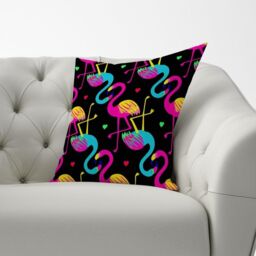 Warren Reed - Designer Vivid Flamingo Pattern Cushions in Black - Size: 45 cm x 45 cm - thumbnail 2