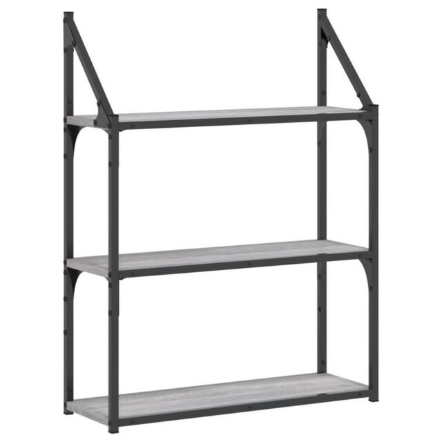 Berkfield Home 3-Tier Wall Shelf Grey Sonoma 60x21x78.5 cm Engineered Wood - image 1