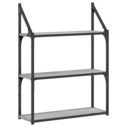 Berkfield Home 3-Tier Wall Shelf Grey Sonoma 60x21x78.5 cm Engineered Wood - thumbnail 1