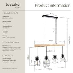 tectake Pendant Light Woody - thumbnail 6