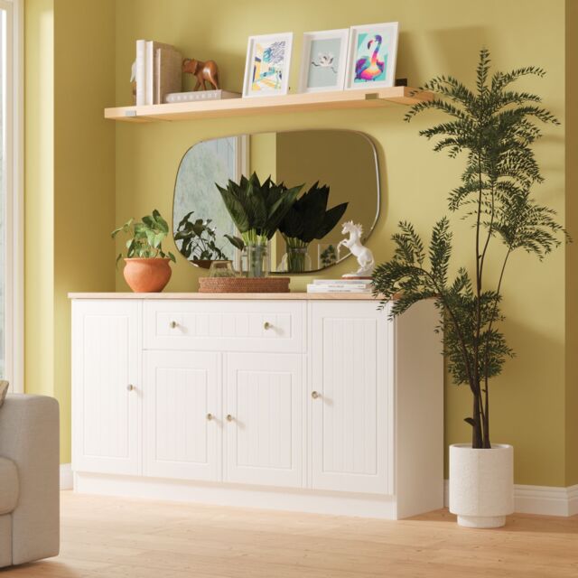 Ready Assembled 2 U Cambridge 4 Door 1 Drawer Wide Unit (Ready Assembled) in White - image 1