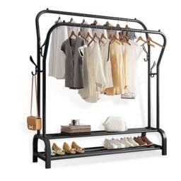 Dprodo Metal Garment Rack Freestanding Hanger in Black