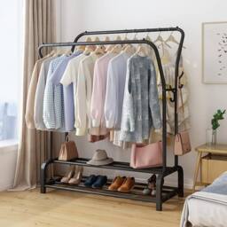 Dprodo Metal Garment Rack Freestanding Hanger in Black - thumbnail 6