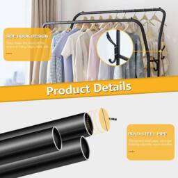 Dprodo Metal Garment Rack Freestanding Hanger in Black - thumbnail 3