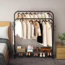 Dprodo Metal Garment Rack Freestanding Hanger in Black - thumbnail 5