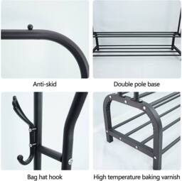 Dprodo Metal Garment Rack Freestanding Hanger in Black - thumbnail 7
