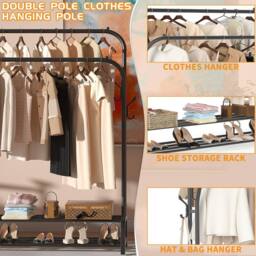 Dprodo Metal Garment Rack Freestanding Hanger in Black - thumbnail 4