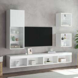 Berkfield Home Decorative Bedside Cabinets with LED Lights Wall-mounted 2 pcs White - thumbnail 5