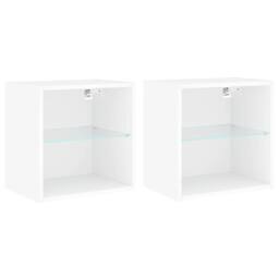 Berkfield Home Decorative Bedside Cabinets with LED Lights Wall-mounted 2 pcs White - thumbnail 3