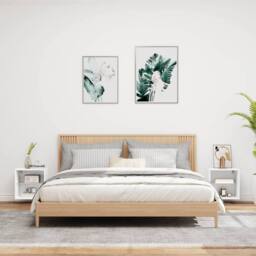 Berkfield Home Decorative Bedside Cabinets with LED Lights Wall-mounted 2 pcs White - thumbnail 1