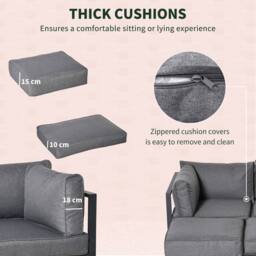 STILVORA Sofa 6-Seater with aluminium frame grey - thumbnail 6