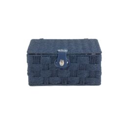 Red Hamper Blue Woven Paper Rope Picnic Basket - Size: Medium - thumbnail 3