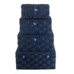 Red Hamper Blue Woven Paper Rope Picnic Basket - Size: Medium - thumbnail 2
