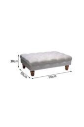 Living and Home Grey Buttoned Velvet Rectangular Ottoman Footstool with Gourd-shaped Legs - thumbnail 6