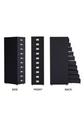 Living and Home Mobile Filing Cabinet Office Metal Unit 10 Drawers in Black - thumbnail 4